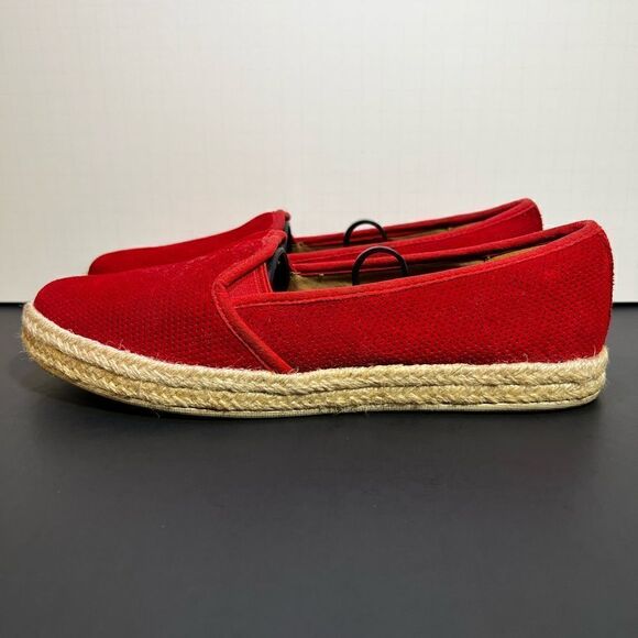 Womens CLARKS Collection Red Suede Slip On Comfort Shoes / Size 8.5M - Picture 4 of 9